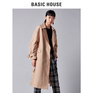 BASIC HOUSE 百家好 HSCA120A 女士纯色中长款风衣 米色 XS