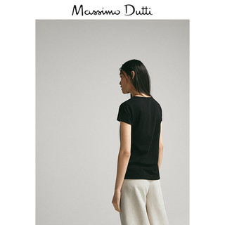 Massimo Dutti 06850901800-23 女士经典款短袖T恤 黑色 S