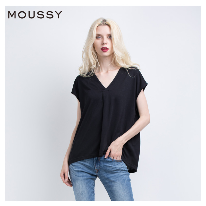 MOUSSY 摩西 010BAG80-5700 女士V领T恤 本白色 均码