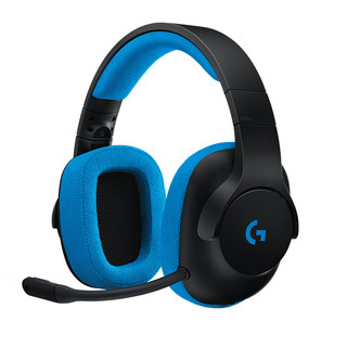logitech 罗技 G233 耳罩式头戴式降噪有线耳机 蓝黑色 3.5mm