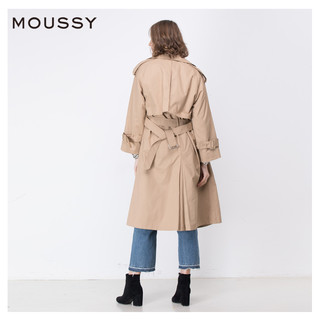 MOUSSY 摩西 028BSE30-0210 女士双粒扣翻领中长款风衣 海军蓝 均码