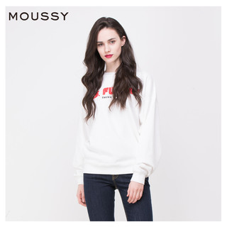 MOUSSY 摩西 028BSY90-0160 女士宽松袖圆领字母印花卫衣 本白色 均码