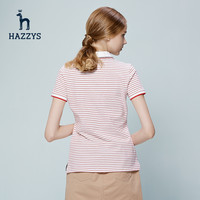 HAZZYS ASTSE07BE09 女士条纹短袖T恤 红色 155/80A