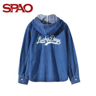 SPAO SPJE823S01 女士字母刺绣连帽外套 靛青 S