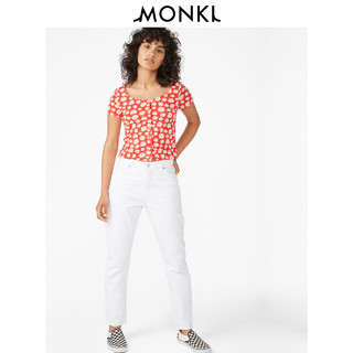 MONKI 0581678 女士圆领修身短袖T恤 红色 155/76A