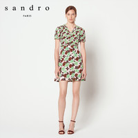 sandro R20233H 女士V领印花收腰连衣裙