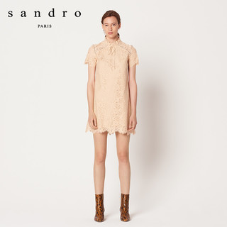 sandro R20216H 女士短袖镂空蕾丝连衣裙