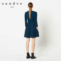 sandro R2642H 女士A字裙摆针织连衣裙 灰蓝色 40