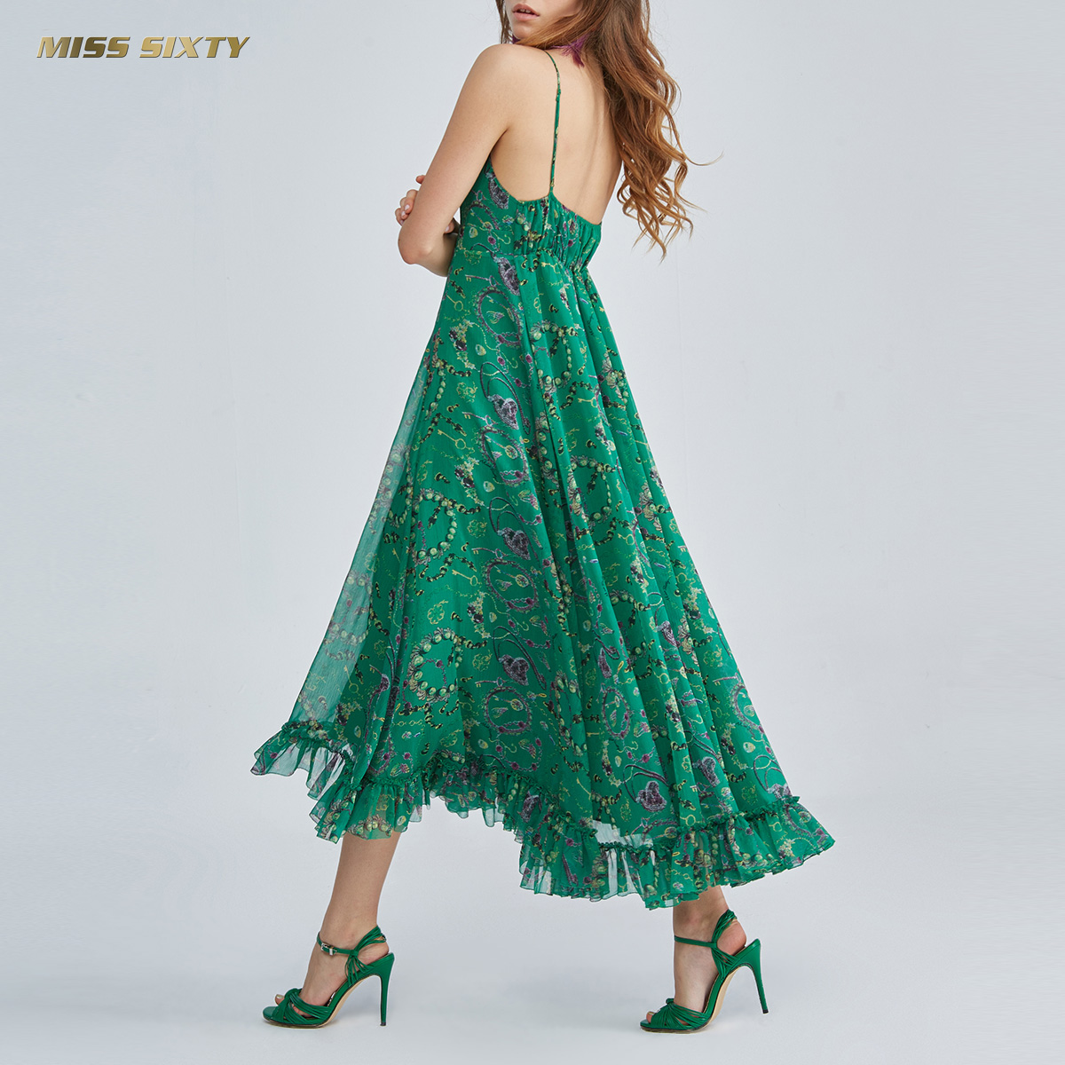 MISS SIXTY 682DJ0520000 女士印花吊带雪纺连衣裙