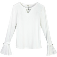 La Babite 拉贝缇 60300573 女士修身长袖V领套头针织衫 米白 S