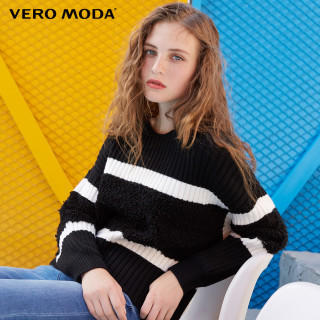 商品vero moda 维莎曼 318313510 女士落肩拼接针织衫 季浅粉色 s