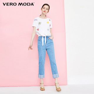 VERO MODA 维莎曼 318149542 女士九分高腰萝卜型牛仔裤