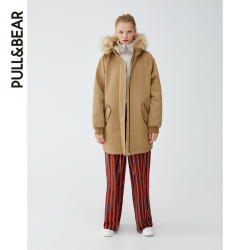 PULL&BEAR 09715333711-23 女士人造皮草中长款派克外套