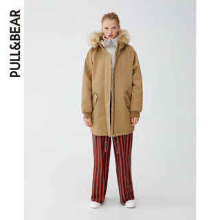 PULL&BEAR 09715333711-23 女士人造皮草中长款派克外套 棕色 M