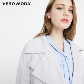 vero moda 维莎曼 318121524 女士翻领落肩袖中长款风衣外套 丛林绿色