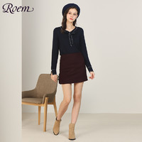 Roem 罗燕 RCKW84905C 女士修身系带长袖针织衫 浅粉色 S