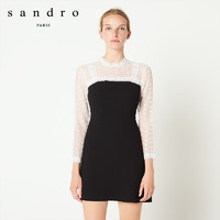 sandro R20267H 女士对比色领肩连衣裙