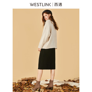 westlink 西遇 12080904 女士中长款百褶针织半身裙