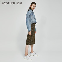 westlink 西遇 11680697 女士短款牛仔外套 蓝色 L