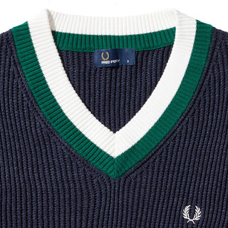 FRED PERRY 佛莱德·派瑞 3186XMA 男士V领长袖针织衫 海军蓝 S