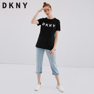 DKNY W3276CNA 女士短袖纯棉T恤 黑色 150/76A