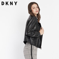 DKNY 2018冬季新品女士机车休闲修身短款皮衣W83W303 *3件