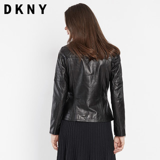 DKNY DL811101 女士短款修身皮衣 黑色 160/84A