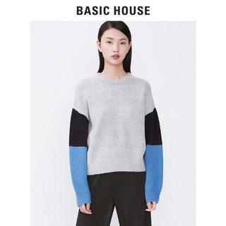 BASIC HOUSE 百家好 HSKT728E 女士圆领拼色针织衫