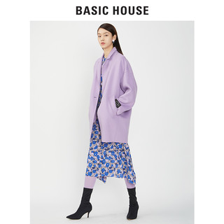 BASIC HOUSE 百家好 HSCA720D 女士中长款羊毛双面呢大衣 暗紫色 XXS