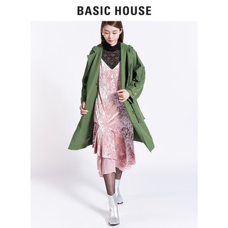 BASIC HOUSE 百家好 HRJP621B 女款连帽防风中长款大衣