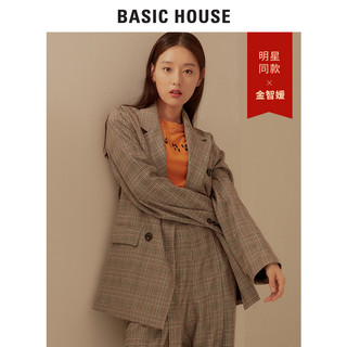 BASIC HOUSE 百家好 HSJK628B 长袖格子西装外套 灰色 XXS