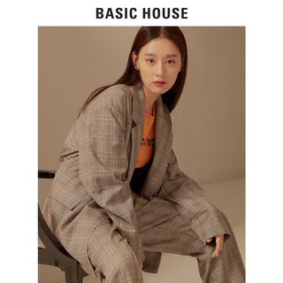 BASIC HOUSE 百家好 HSJK628B 长袖格子西装外套 灰色 XXS