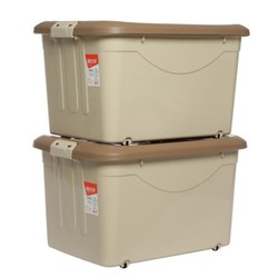 禧天龙Citylong 72L加大号卡其色收纳箱带滑轮环保塑料储物箱家用整理箱2个装 6130 *3件