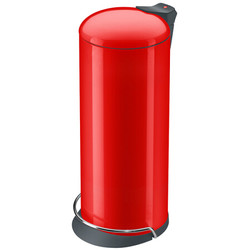 Hailo 德国进口 自带缓冲欧式不锈钢垃圾桶24L家用厨房家居脚踏式翻盖卫生桶 红色