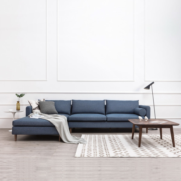 商品及木家具 sf020 亚麻布艺沙发 藏蓝色(海绵款)
