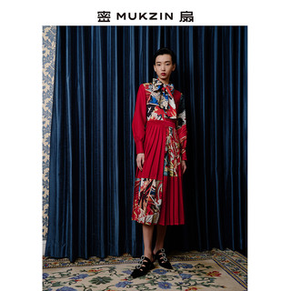 MUKZIN 密扇 D7282301 女士复古民族风碎花百褶连衣裙