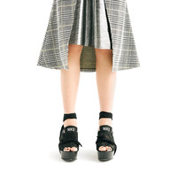 B18FW0310 女士格纹拼接开叉鱼尾裙