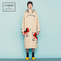  Chris by Christopher Bu卜柯文 A8SS46 女士狗图案贴布风衣 卡其色 M