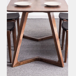  爱家佳 ZJ3815 小户型餐桌椅组合套装 胡桃色一桌四椅 1.4米