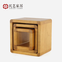  民艺家居 40100601 日式家居创意实木小矮凳 一大一中一小/纯色