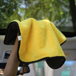 车旅伴(Car Buddy)洗车毛巾双层双色 加厚珊瑚绒擦车布 吸水毛巾 45*38cm 黄灰色单条装 汽车用品HQ-QX039 *11件