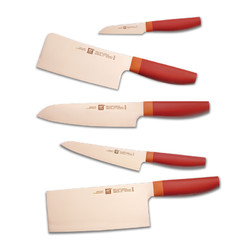 双立人Now玫瑰金系列刀具6件套中片刀多用刀菜刀全套刀具套装 青柠色