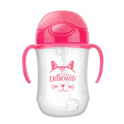 布朗博士(DrBrown’s)学饮杯 婴幼儿重力球吸管杯 防漏防呛水(6个月宝宝以上适用)粉色