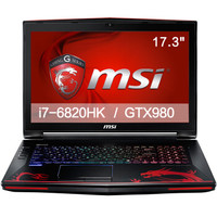 MSI 微星 GT72S 17.3英寸 游戏笔记本电脑 (红色、酷睿i7-6820HK、16GB、1TB SSD、GTX 980)