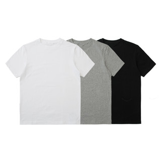 木白巾极简 短袖圆领厚实不透纯棉T恤（白色）2.0重磅270g无缝圆筒