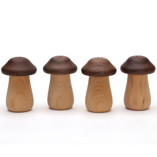 初心 80004 蘑菇形牙签筒 榉木+胡桃木