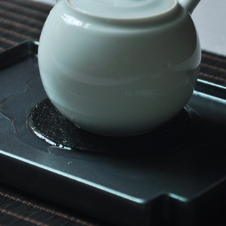 春泥陶艺茶器 毛毡圆杯垫 黑色 直径7cm