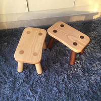 尔木艺新 简约现代原木换鞋凳 纯白蜡木