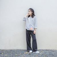 禾陶成衣 针织仿毛呢阔腿裤亲子装 花灰色 130cm（XXL）