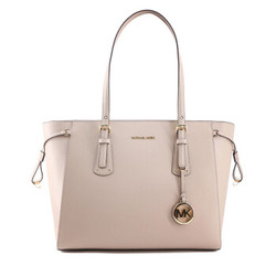 MICHAEL KORS MK 女士VOYAGER系列裸粉色皮革十字纹大号手拎单肩包 30H7GV6T8L187 裸粉色